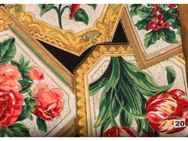 Nr 20. Kerst fat quarter voor quilten - kerstroos, schilderij. - Klik op de afbeelding om het venster te sluiten