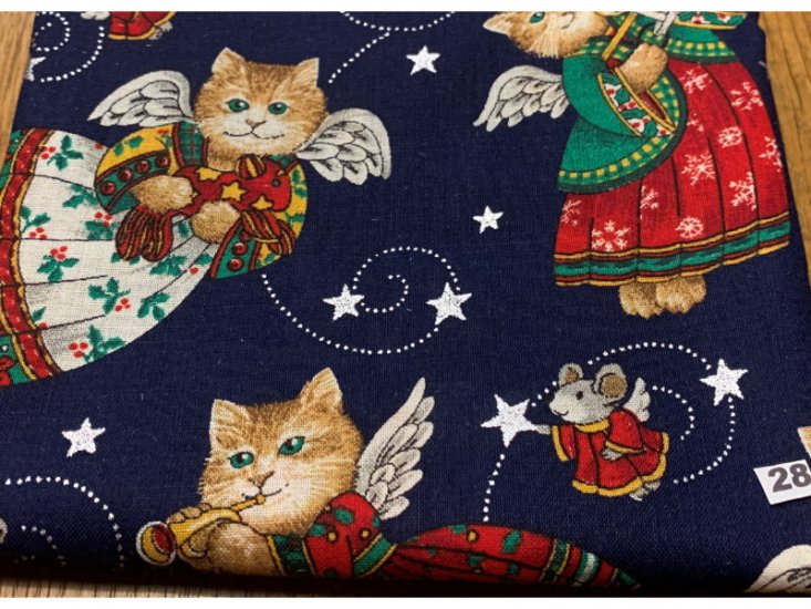 Nr 28. Kerst fat quarter - Katten en muizen. - Klik op de afbeelding om het venster te sluiten